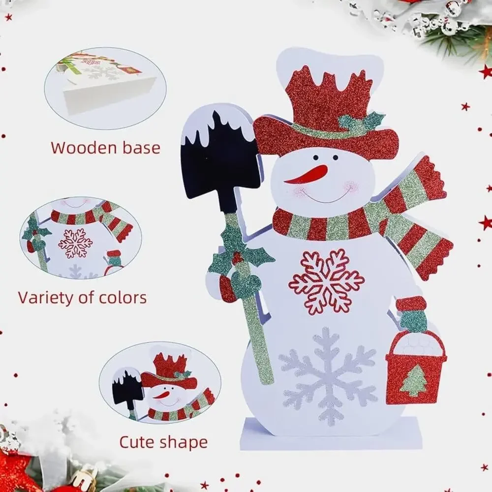 Winter Wooden Snowman Sign, Xmas Snowman Table Decoration